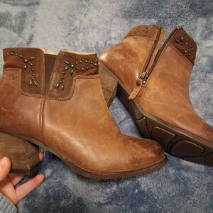 Brown Studded Ankle Boots